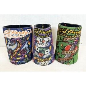 (3) Lot Ed Hardy Koozie Can Cooler Christian Audigier Dragon Love Rare Y2K 90s